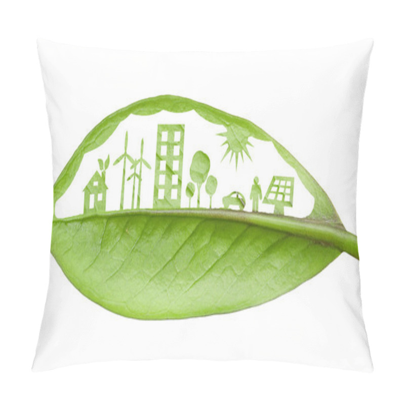 Personality  Green Futuristic City Living Concept. Life With Green Houses, So Pillow Covers