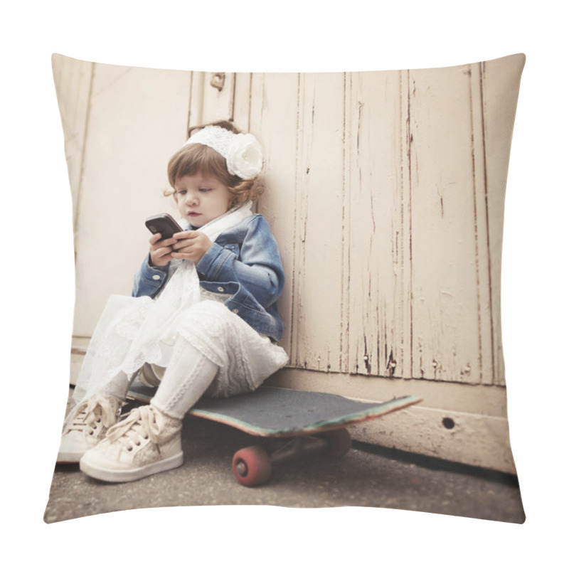 Personality  Little Curly Hipster Girl Urban Portrait Pillow Covers