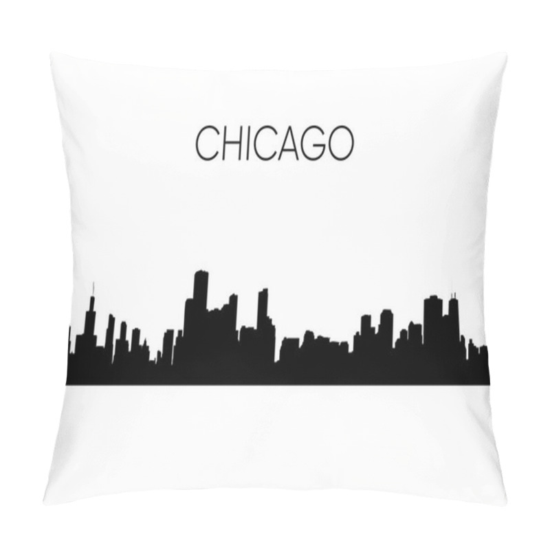 Personality  Chicago Skyline Silhouette. Vector Illustration Pillow Covers