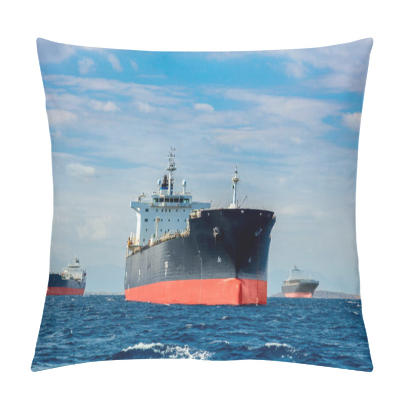 Personality  Logistics And Transportation Of International Container Cargo Ships In The Sea Near Harbor At Calm Day, Freight Transportation, Shipping Pillow Covers