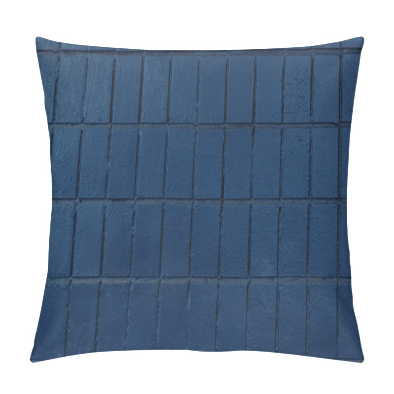 Personality  Dark Blue Wall With Old Bricks, Full Frame Background    Pillow Covers