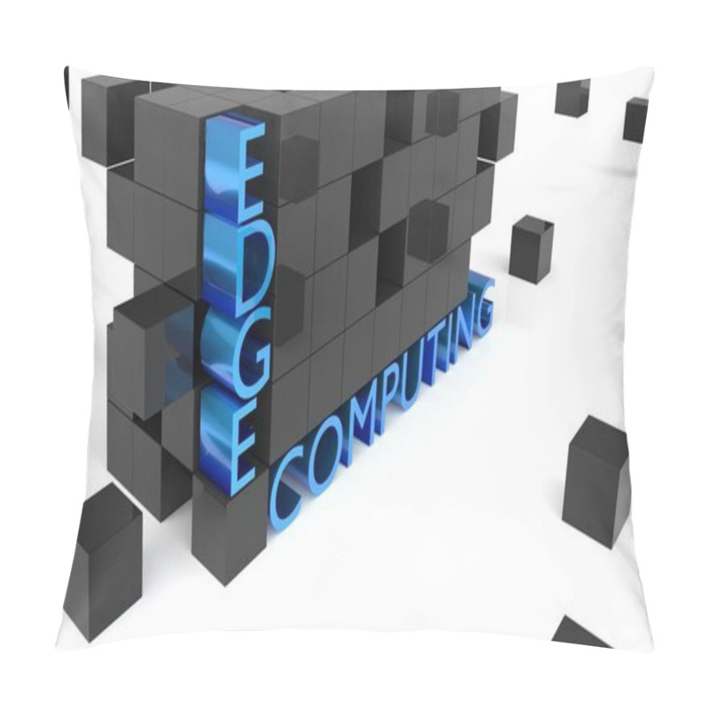 Personality  Wall Of Black Cubes Holding The Word Edge Computing  Pillow Covers