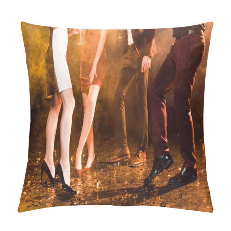 Personality  Cropped Shot Of Group Of Friends Dancing On Christmas Party Pillow Covers