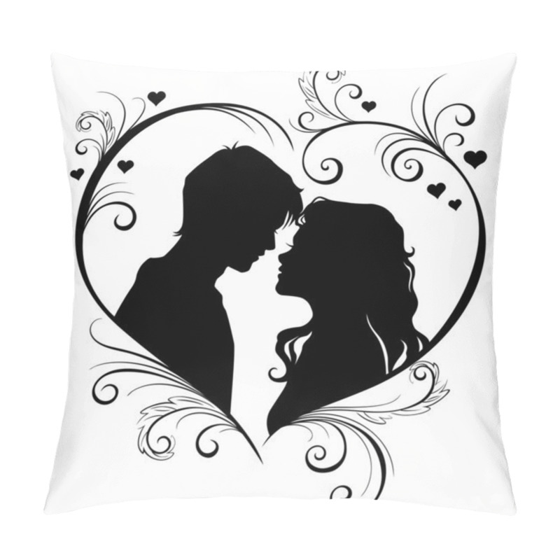 Personality  Silhouette Of A Loving Couple Pillow Covers