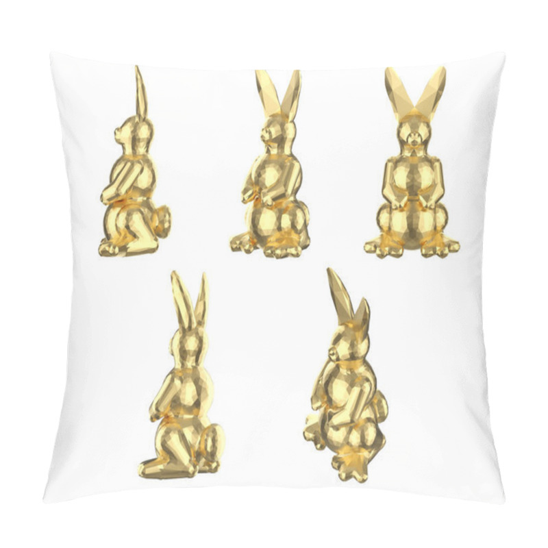 Personality  3d Rendering Set Of Polygonal Rabbits Isolated On White Pillow Covers