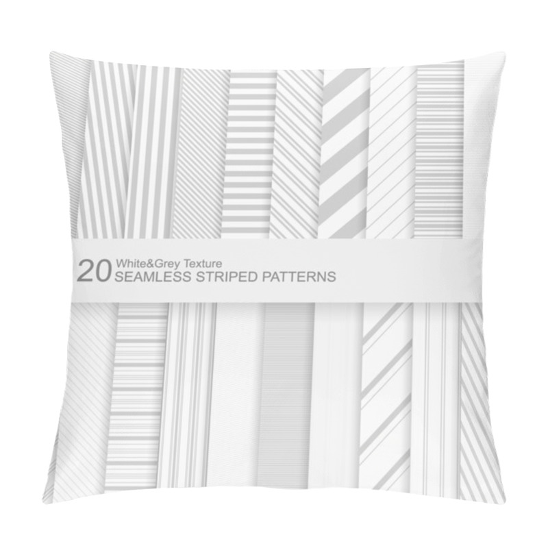 Personality  20 Seamless Striped Vector Patterns, White And Grey Texture. Pillow Covers