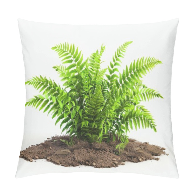 Personality  Lush Green Fern Plant Thriving In Rich Soil, Showcasing Vibrant Leaves And Natural Beauty. Pillow Covers