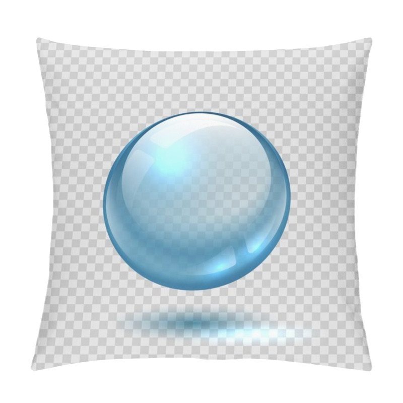 Personality  Clear Glass Bubble. Realistic Blue Sphere. 3D Ball On Transparent Background. Glossy Crystal Object With Shadow And Light Reflection. Circle Shape Lens Template. Vector Round Water Drop Pillow Covers