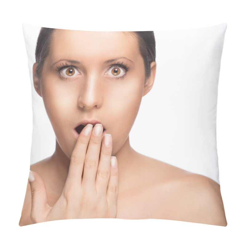 Personality  Surprised Brown Eyed Girl Pillow Covers