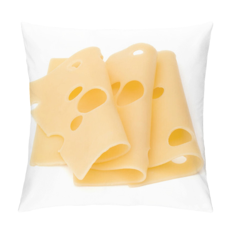 Personality  Three Cheese Slices Isolated On White Background Pillow Covers