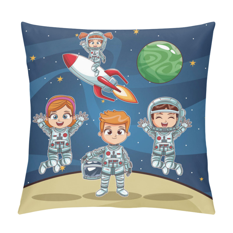 Personality  Astronauts Kids On Space Cartoon Pillow Covers