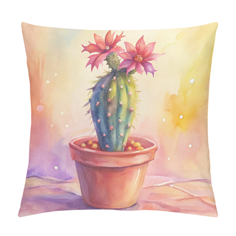 Personality  A Festive Christmas Cactus In A Rustic Pot Features Vibrant Red Blooms And Natural Details, Capturing The Essence Of Seasonal Charm And Decor. Pillow Covers