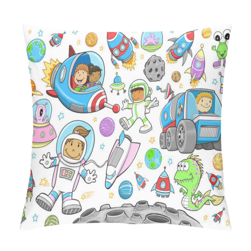 Personality  Cute Outer Space Vector Illustration Design Vector Set Pillow Covers