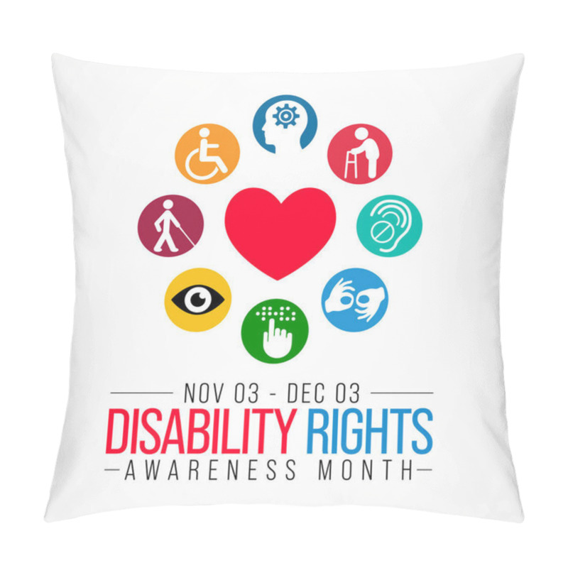 Personality  Disability Rights Awareness Month Is Observed Every Year From November 3 To December 3, Vector Illustration Pillow Covers