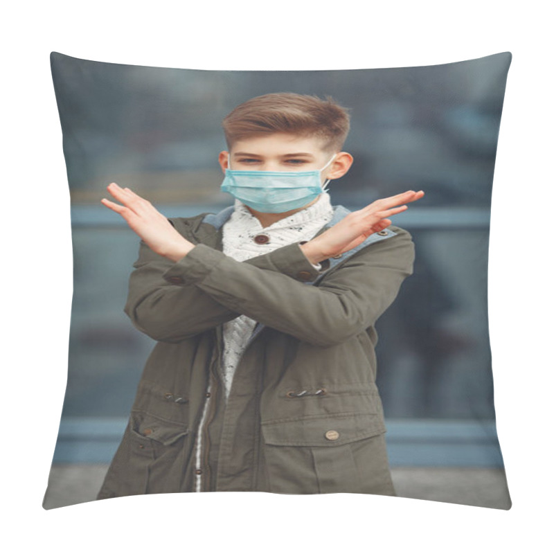 Personality  A Boy In A Disposable Mask Crossing Arms Pillow Covers