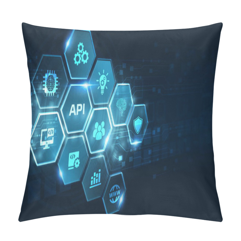 Personality  API - Application Programming Interface. Software Development Tool. Business, Modern Technology, Internet And Networking Concept. Pillow Covers