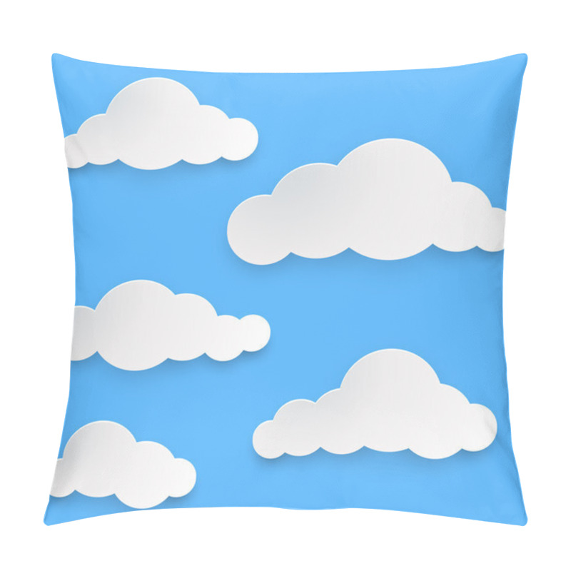 Personality  Paper Clouds Vector Template Isolated On Blue Background. Pillow Covers