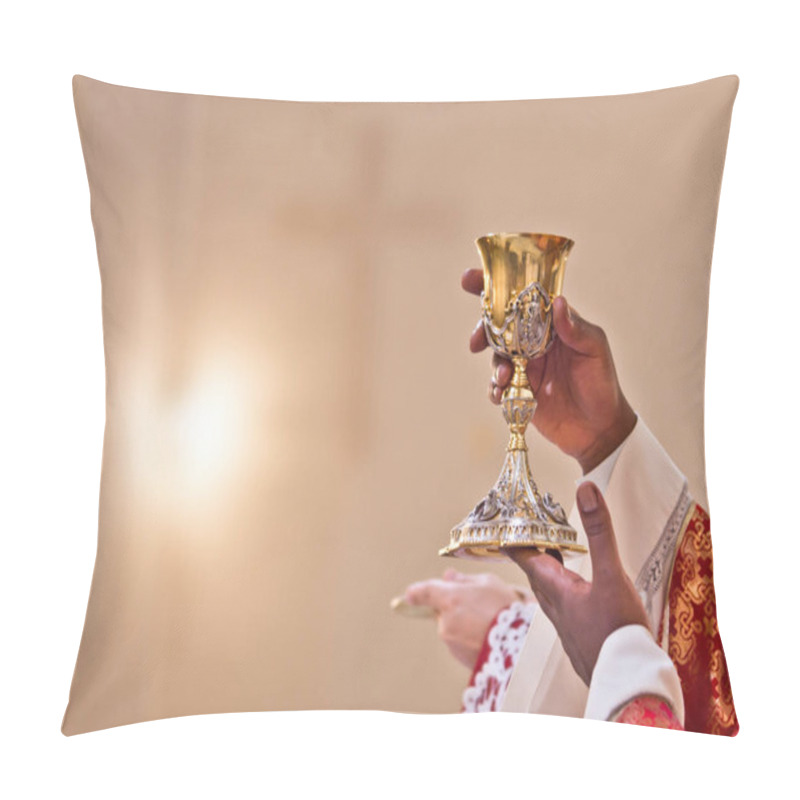 Personality  Hands Of The Priest Raise The Blood Of Christ Pillow Covers