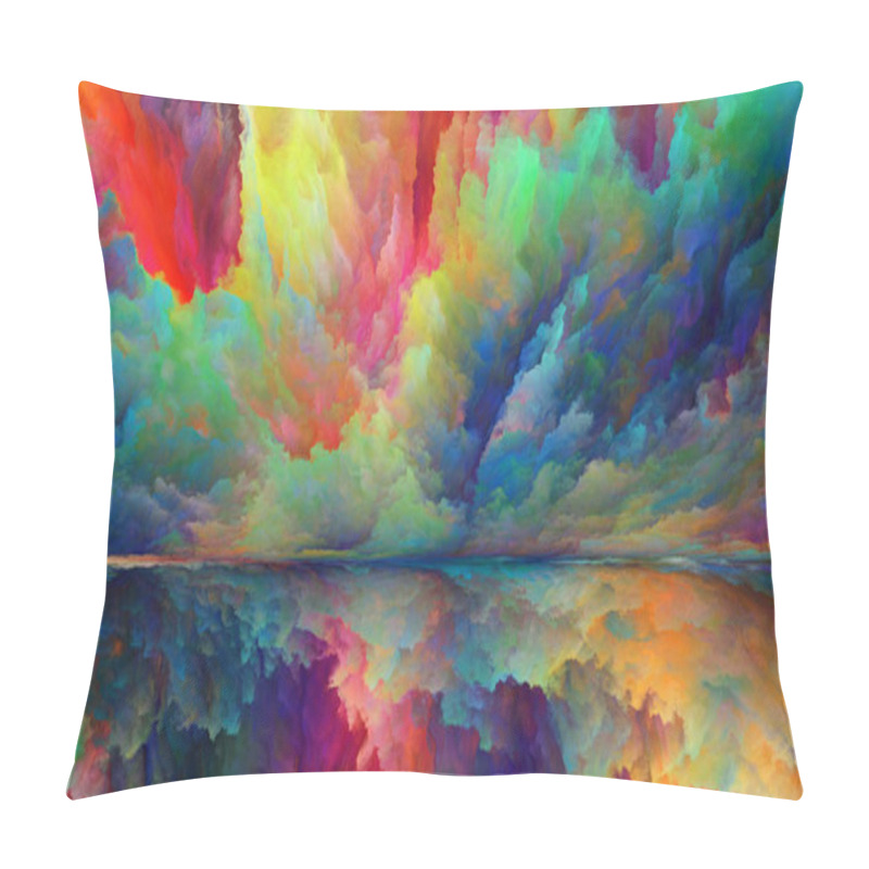 Personality  Out Of This World Series. Creative Arrangement Of Surreal Landscape Elements And Fractal Colors As A Concept Metaphor On Subject Of Imagination, Creativity And Art Pillow Covers