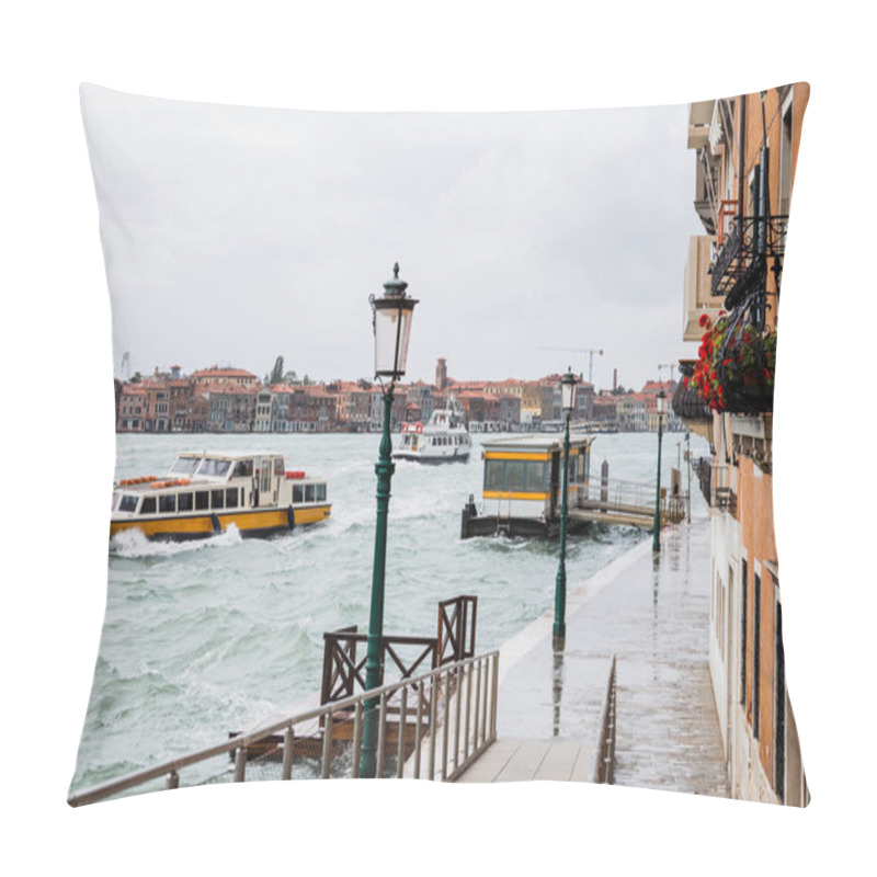 Personality  Vaporettos Floating On River Near Ancient Buildings In Venice, Italy  Pillow Covers