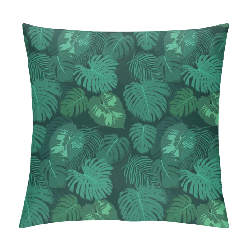 Personality  Seamless Monstera Background. Green Tropical Plant Vector Texture. Jungle Pattern Vector. Pillow Covers