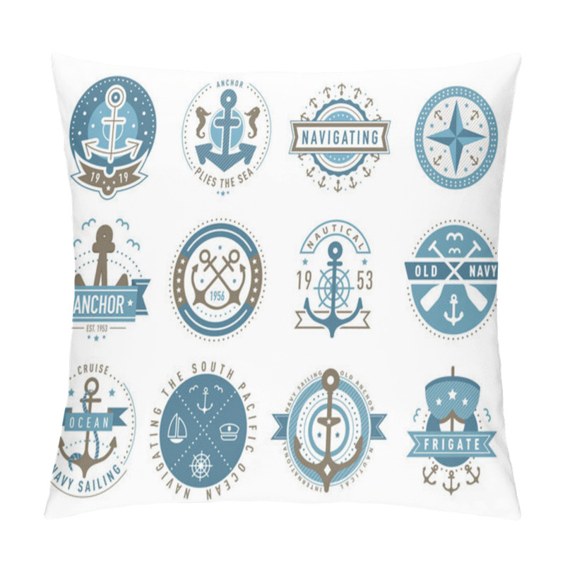 Personality  Nautical Logo Templates Set.  Pillow Covers