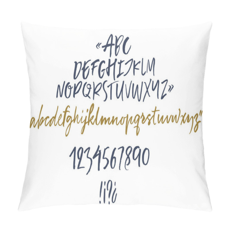 Personality  Handwritten Script Font. Brush Font. Uppercase, Numbers, Punctuation  Pillow Covers