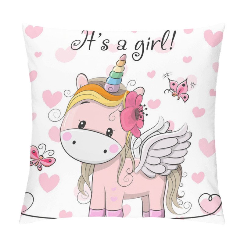 Personality  Baby Shower Greeting Card With Unicorn Girl Pillow Covers