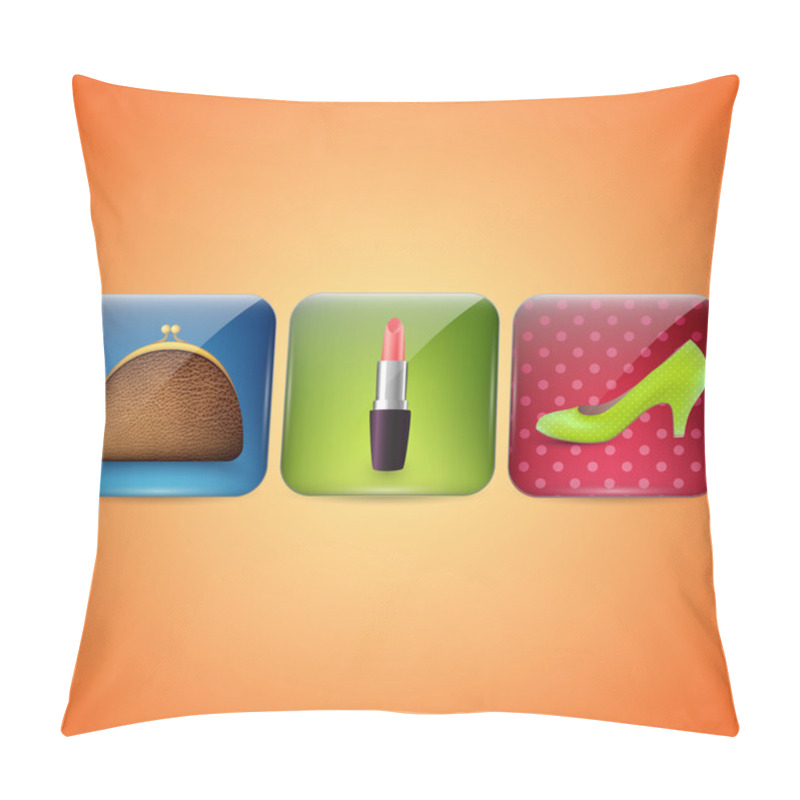 Personality  Cosmetic Industry And Beauty Icons. Vector Illustration Pillow Covers