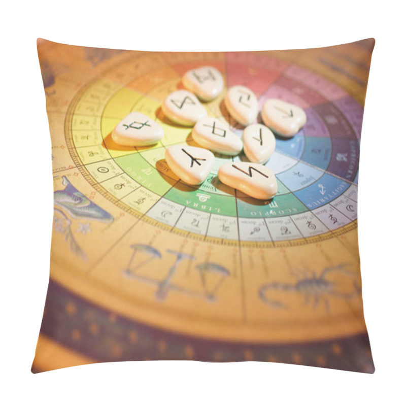 Personality  Rune Stones And Zodiac Wheel Pillow Covers