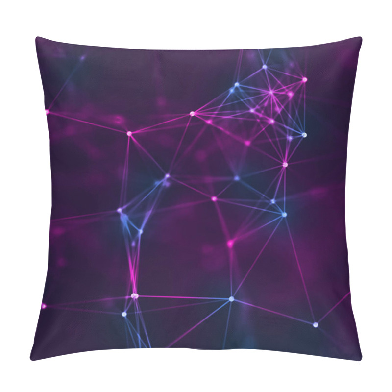 Personality  Computer Geometric Digital Connection Structure. Business Inteligence Technology Background. Binary Code Algorithms Deep Learning. Abstract 3D Rendering. Artificial Intelligence Pillow Covers