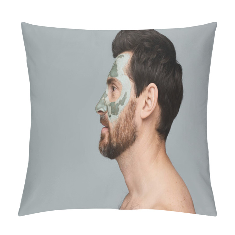 Personality  A Man Wearing A Face Mask And Looking Away. Pillow Covers