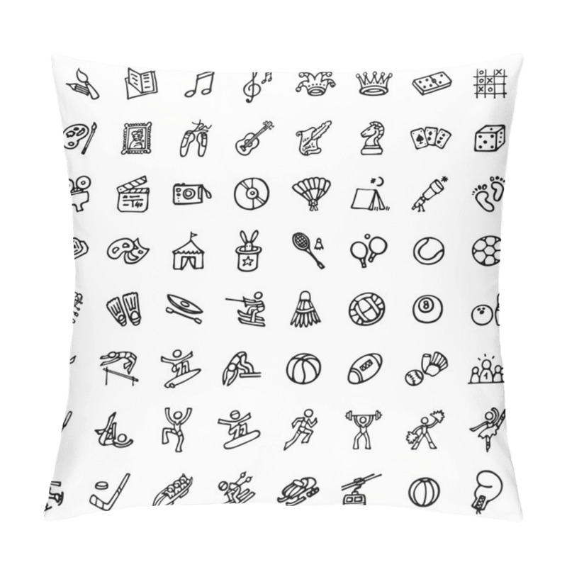 Personality  64 Black And White Hand Drawn Icons - SPORTS & LEISURE Pillow Covers