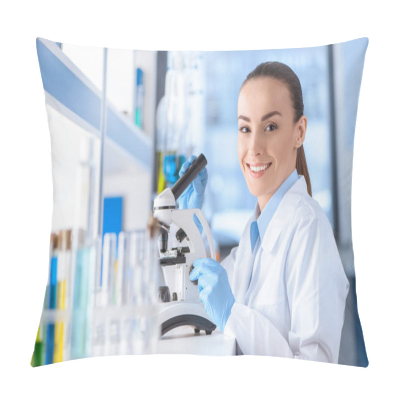 Personality  Scientist Working With Microscope Pillow Covers