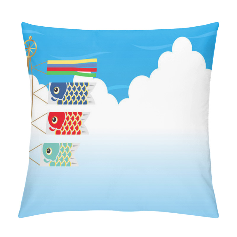 Personality  Seamless Vector Background Illustration With Carp Streamers For The Japanese Kodomo No Hi, The Boys Festival. Horizontally Repeatable. Pillow Covers