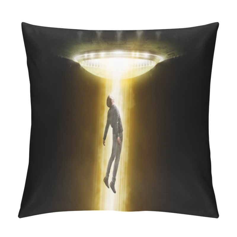 Personality  Man Being Abducted By UFO - Alien Abduction Concept Pillow Covers