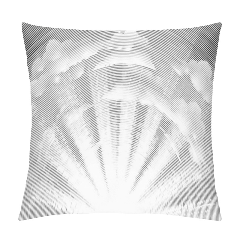 Personality  Sun And Clouds Woodcut Pillow Covers