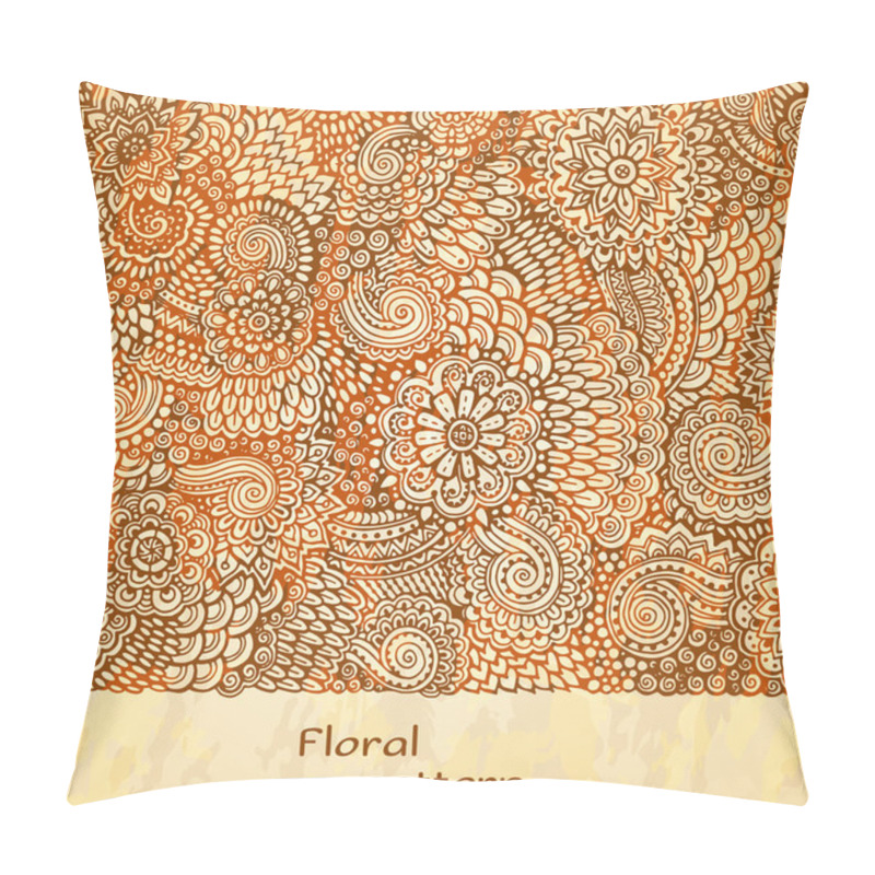 Personality  Template Poster With Doodle Flowers And Paisley.  Pillow Covers