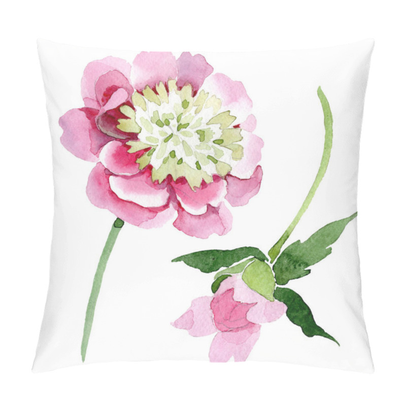 Personality  Beautiful Pink Peony Flowers Isolated On White Background. Watercolour Drawing Fashion Aquarelle. Isolated Peony Flowers Illustration Element. Pillow Covers