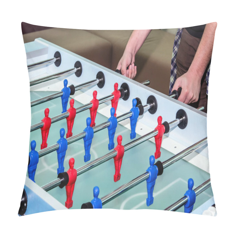 Personality  Caucasian Male Playing Table Soccer Football Game Pillow Covers