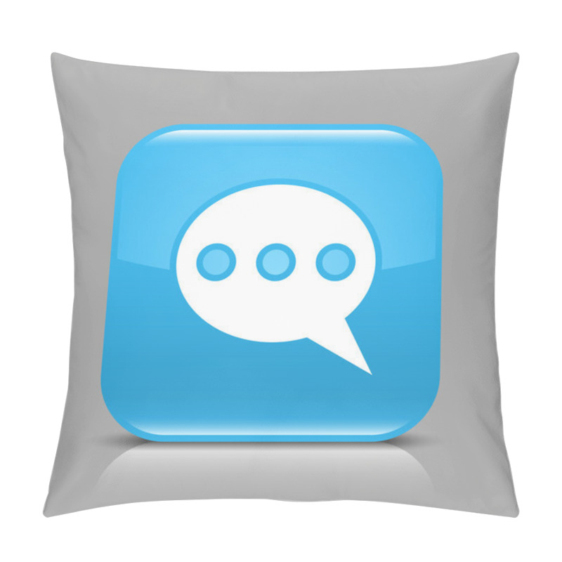 Personality  Blue Glossy Web Button With Chat Room Sign. Rounded Square Shape Icon With Black Shadow And Light Reflection On Gray Background. This Vector Saved In 8 Eps. See More Buttons In My Gallery Pillow Covers