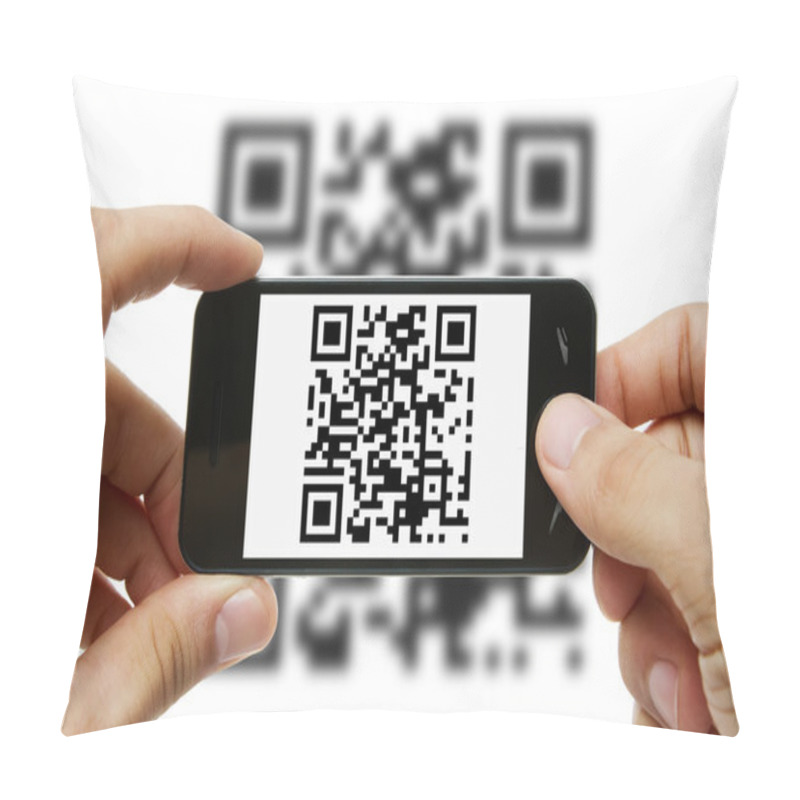 Personality  Scanning QR Code With Mobile Phone Pillow Covers