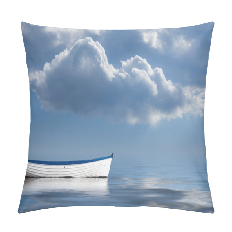 Personality  Old Rowing Boat Marooned At Sea Pillow Covers