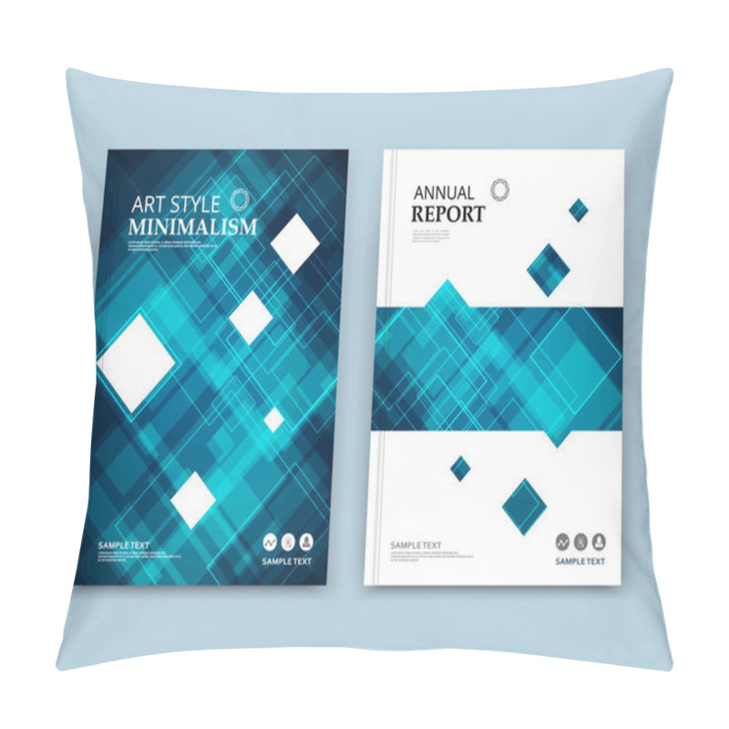 Personality  Abstract Composition. Blue Polygonal Texture. Square Rhombus Part Construction. White Brochure Title Sheet. Creative Transparent Lozenge Figure Icon. Box Blocks Surface. Puzzle Banner Form. Flyer Font Pillow Covers