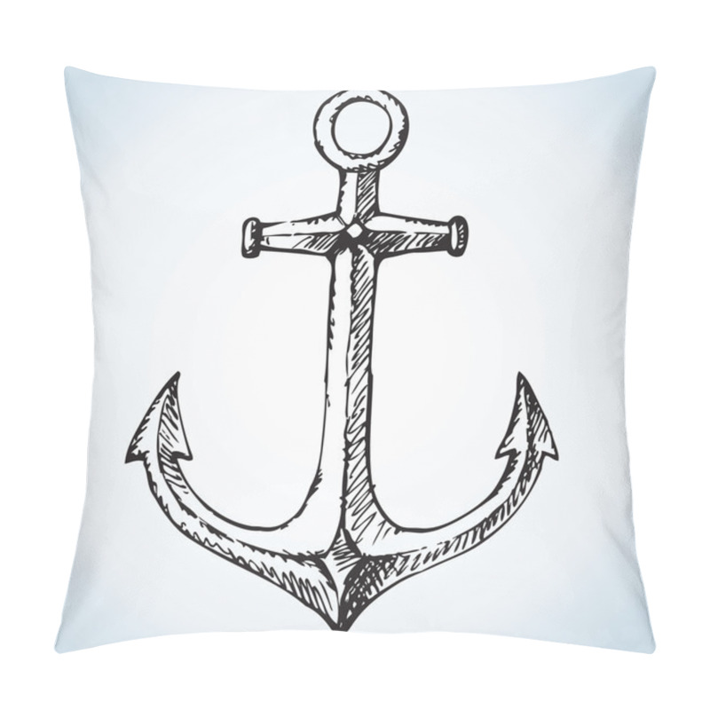 Personality  Anchor. Vector Drawing Pillow Covers