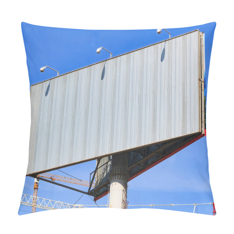 Personality  Large Blank Billboard With Blue Sky Behind It. Pillow Covers