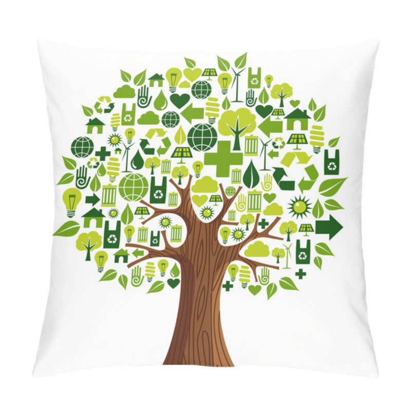 Personality  Go Green Icons Concept Tree Pillow Covers