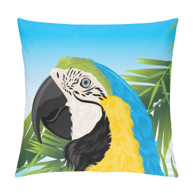 Personality  Parrot Among Palm Branches Pillow Covers