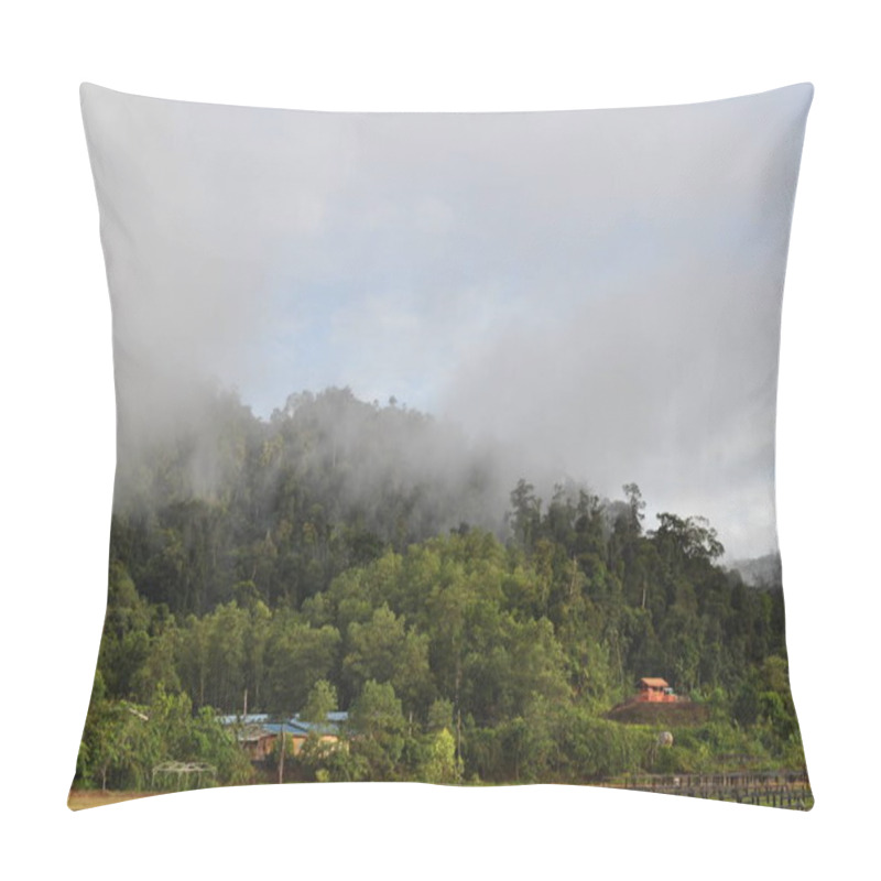 Personality  Miri, Sarawak / Malaysia - October 7, 2019: Amazing Forest And River Views In The Misty Sunrise Hours Pillow Covers