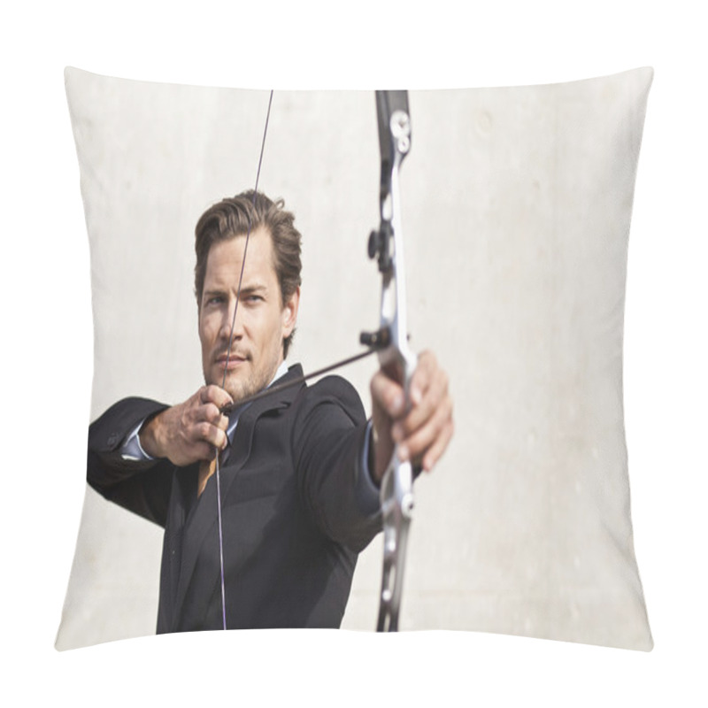 Personality  Businessman Aiming Bow And Arrow Pillow Covers